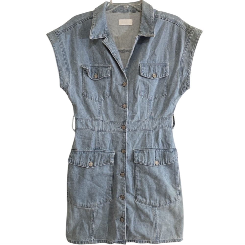 Boyish The Joe Denim Dress General Medium No Belt Cotton Flap Pockets Light Wash - Picture 2 of 9